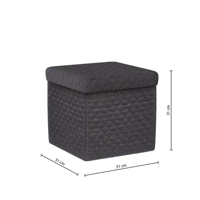 Taburet Pouf, gri, patrat, poliester, 31x31 cm