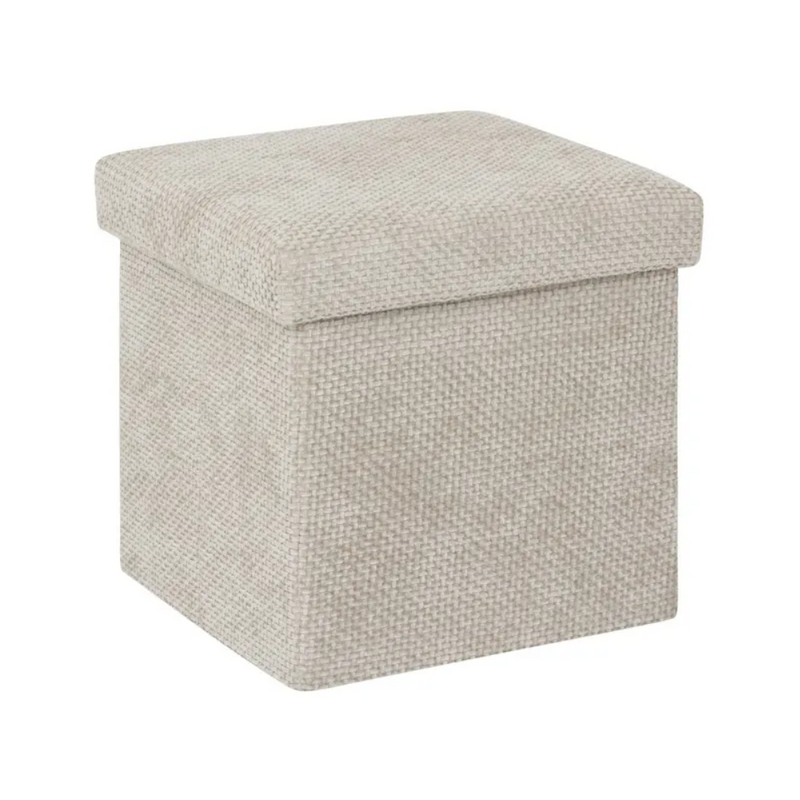 Taburet Pouf, crem, patrat, poliester, 31x31 cm