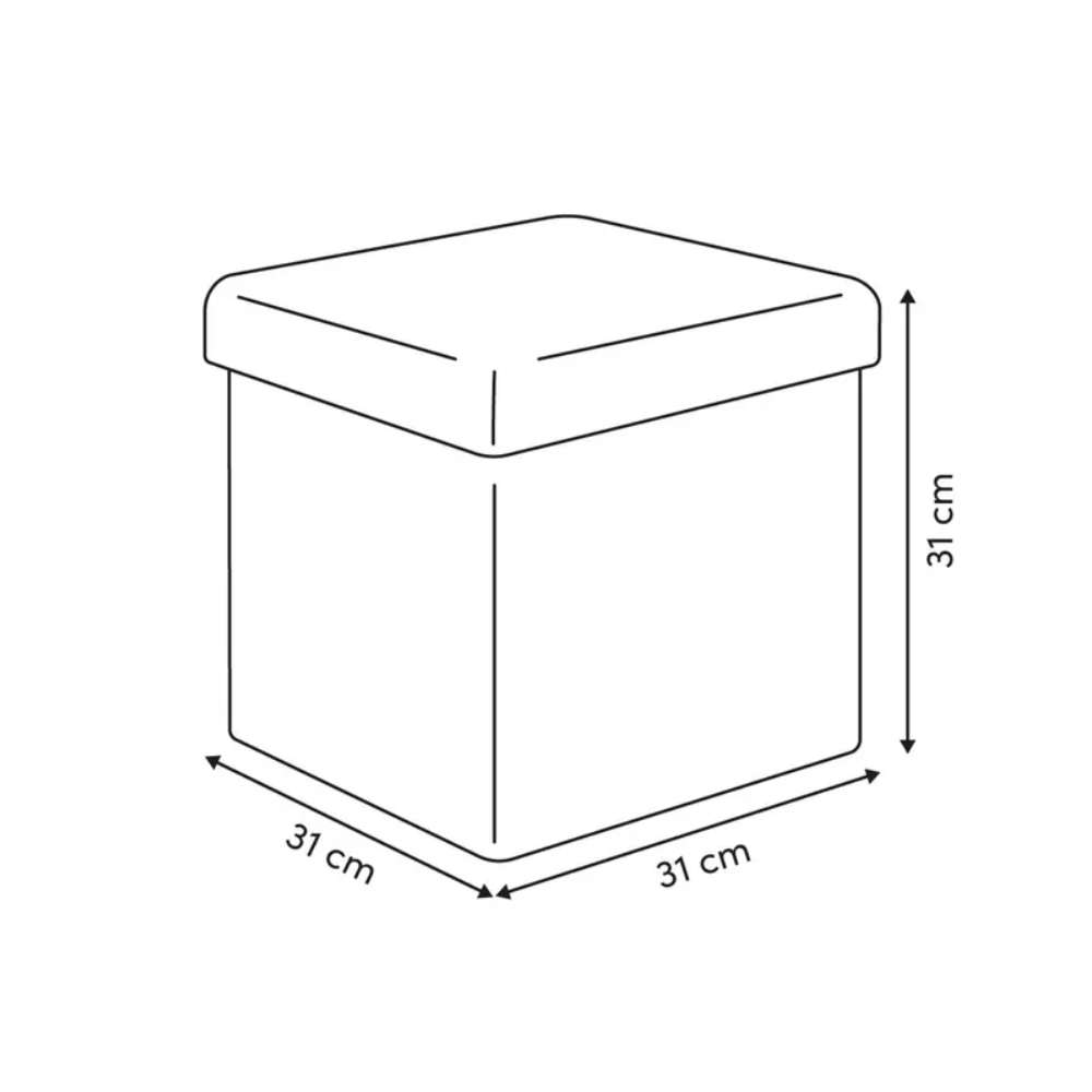 Taburet Pouf, crem, patrat, poliester, 31x31 cm
