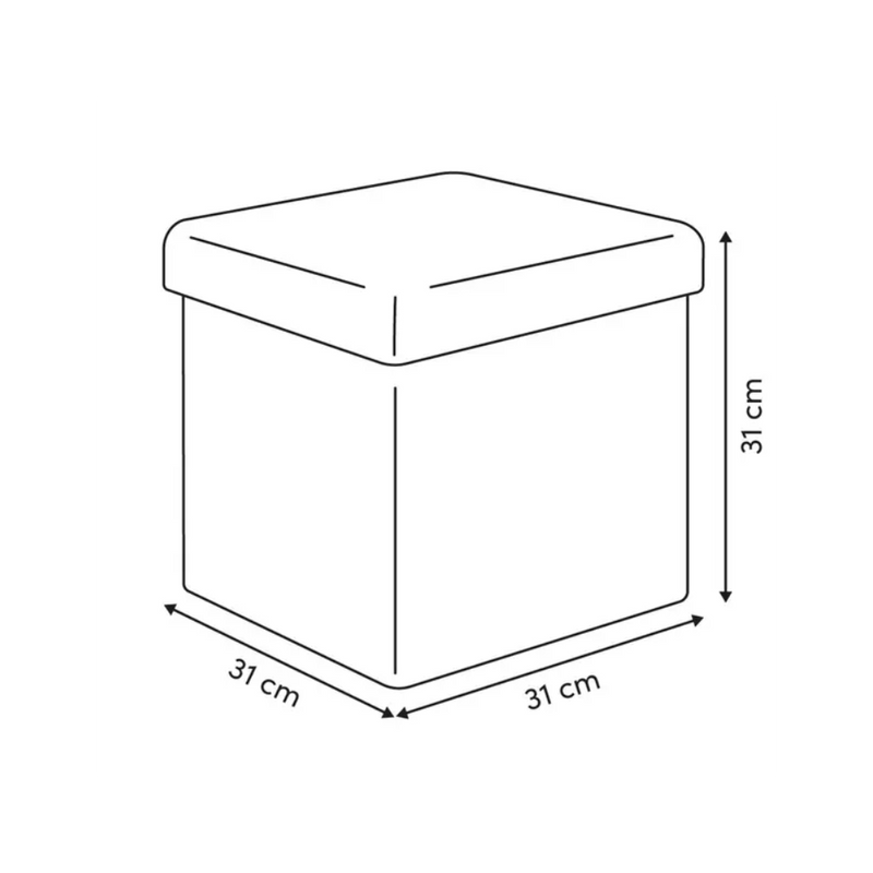 Taburet Pouf, crem, patrat, poliester, 31x31 cm
