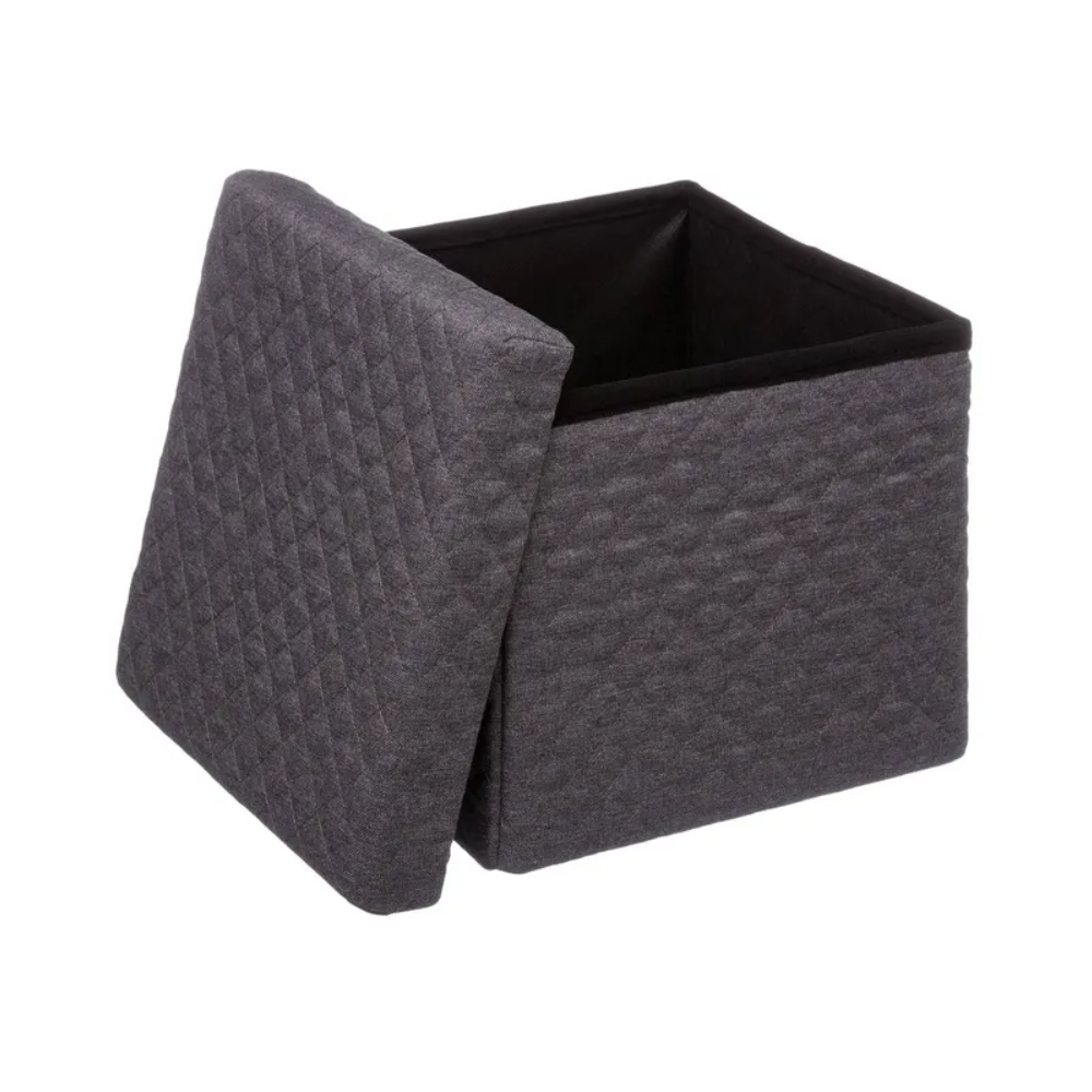 Taburet Pouf, gri, patrat, poliester, 31x31 cm