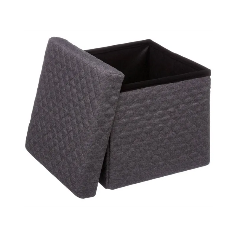 Taburet Pouf, gri, patrat, poliester, 31x31 cm