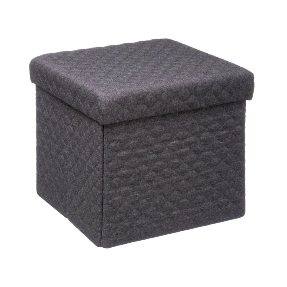 Taburet Pouf, gri, patrat, poliester, 31x31 cm