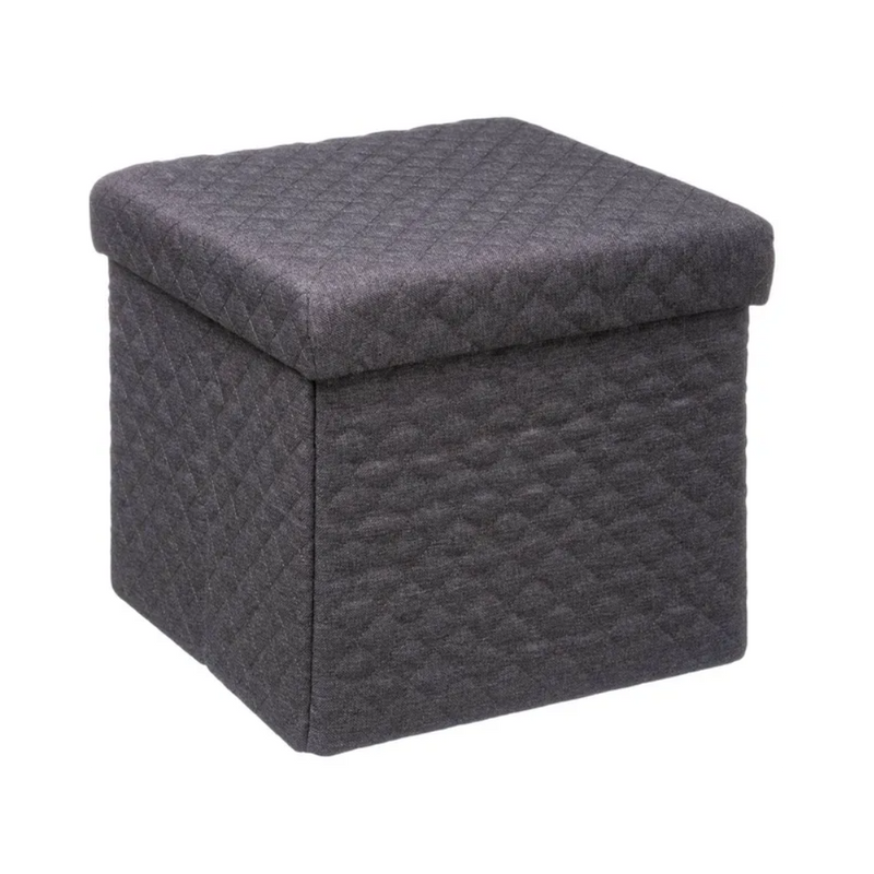 Taburet Pouf, gri, patrat, poliester, 31x31 cm