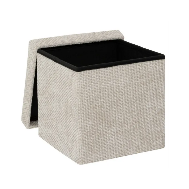 Taburet Pouf, crem, patrat, poliester, 31x31 cm