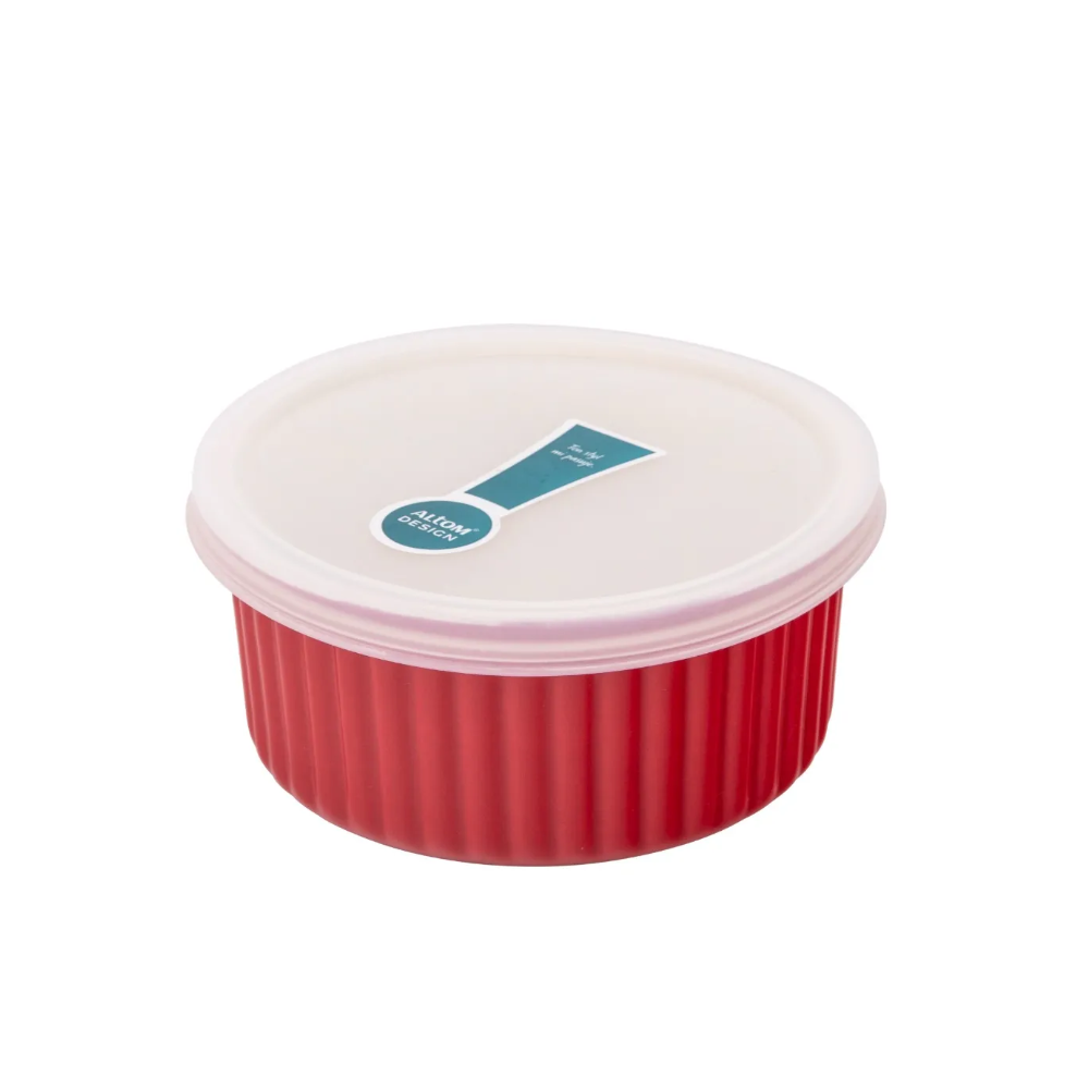 Ramekin Red Chili, ceramica, rosu cu capac, 12.5 x 6 cm, 370 ml