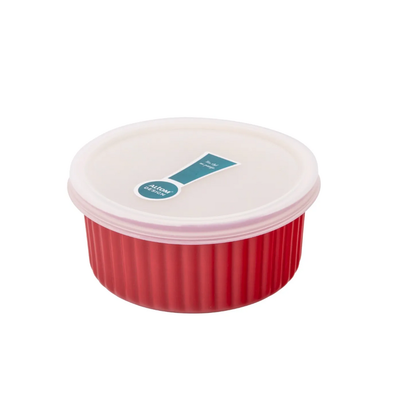 Ramekin Red Chili, ceramica, rosu cu capac, 12.5 x 6 cm, 370 ml