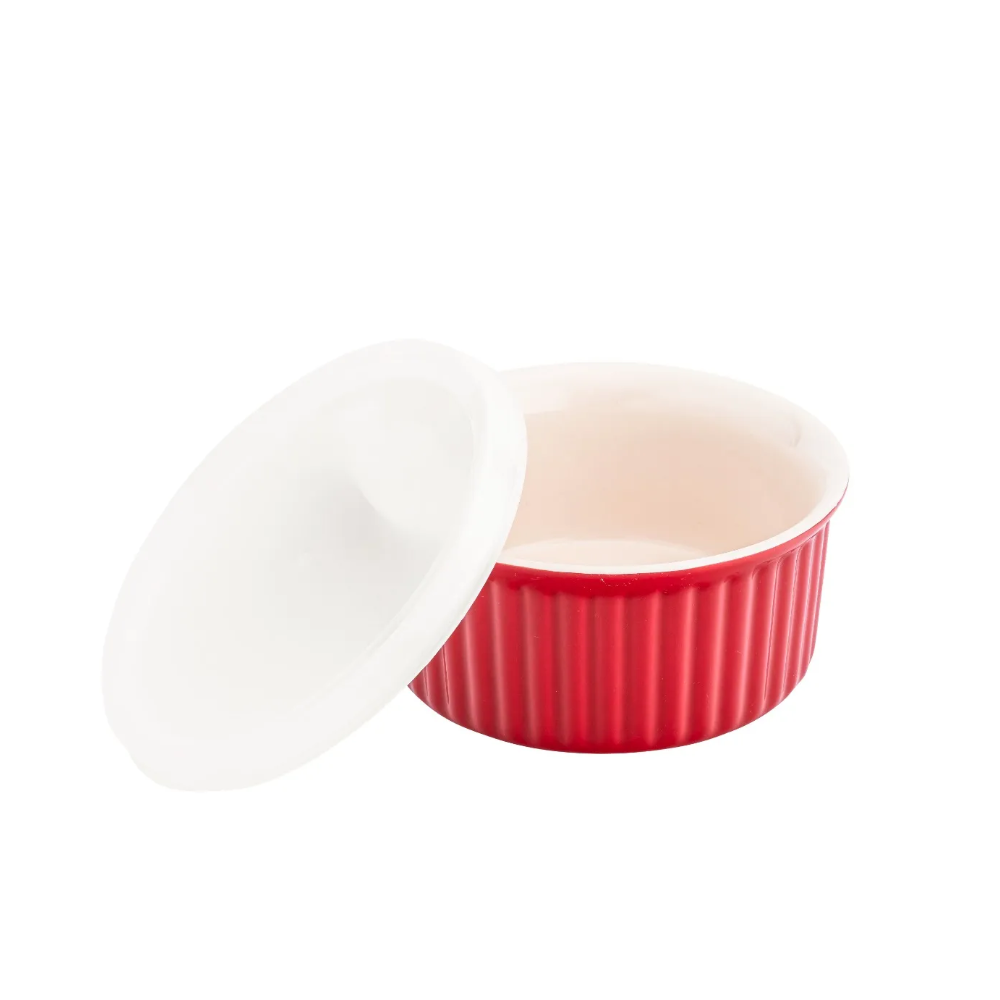 Ramekin Red Chili, ceramica, rosu cu capac, 12.5 x 6 cm, 370 ml