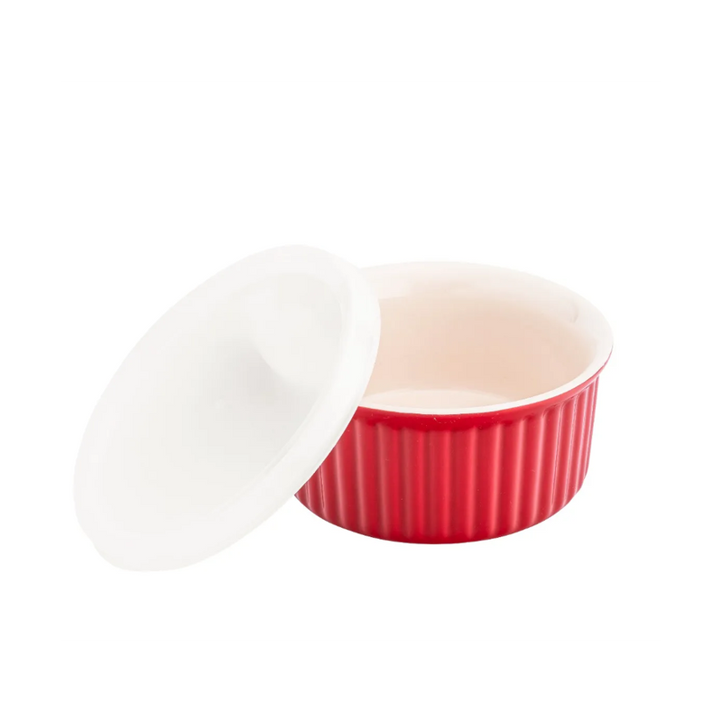 Ramekin Red Chili, ceramica, rosu cu capac, 12.5 x 6 cm, 370 ml