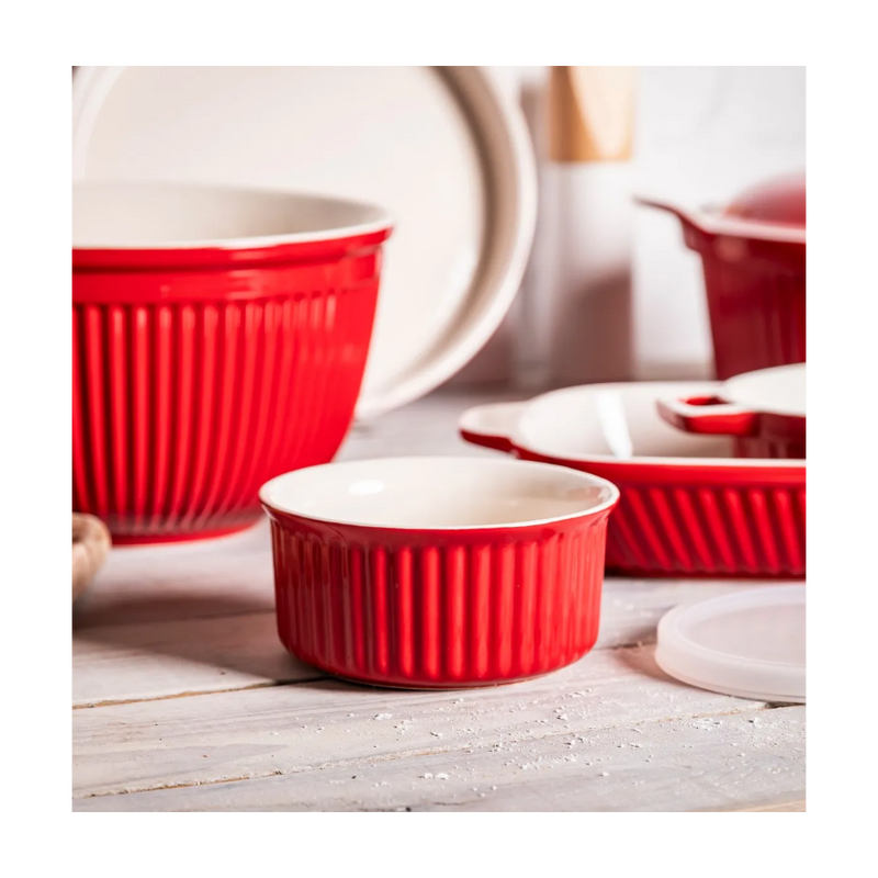Ramekin Red Chili, ceramica, rosu cu capac, 12.5 x 6 cm, 370 ml