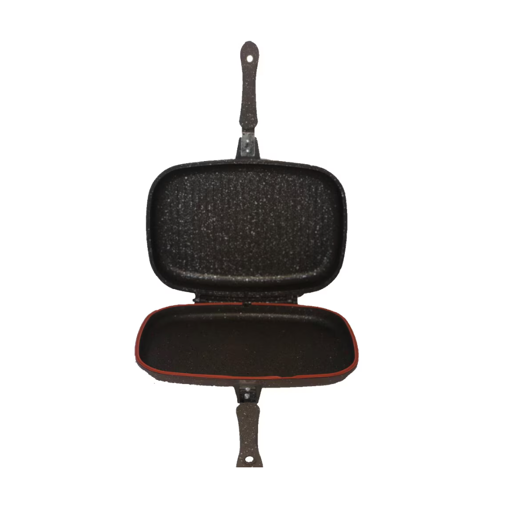 Tigaie dubla Krasino, aluminiu, negru, antiaderenta, 36 cm