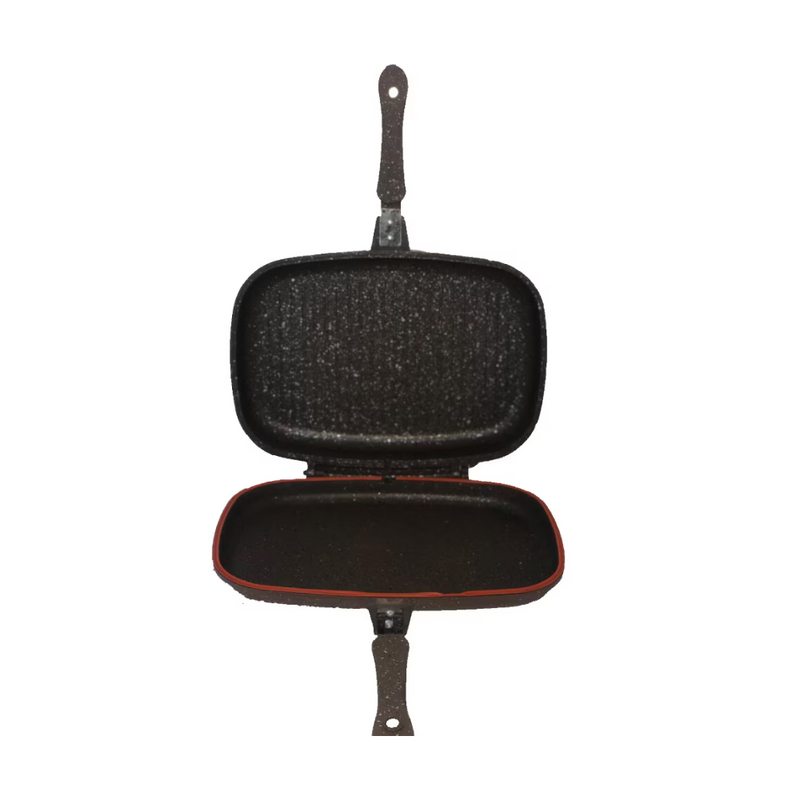 Tigaie dubla Krasino, aluminiu, negru, antiaderenta, 36 cm