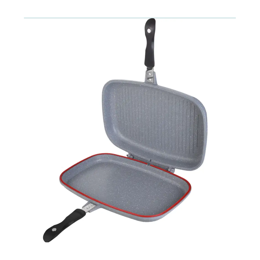 Tigaie dubla Krasino, aluminiu, Gri, antiaderenta, 36 cm