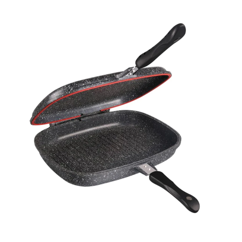 Tigaie dubla Krasino, aluminiu, Gri, antiaderenta, 36 cm