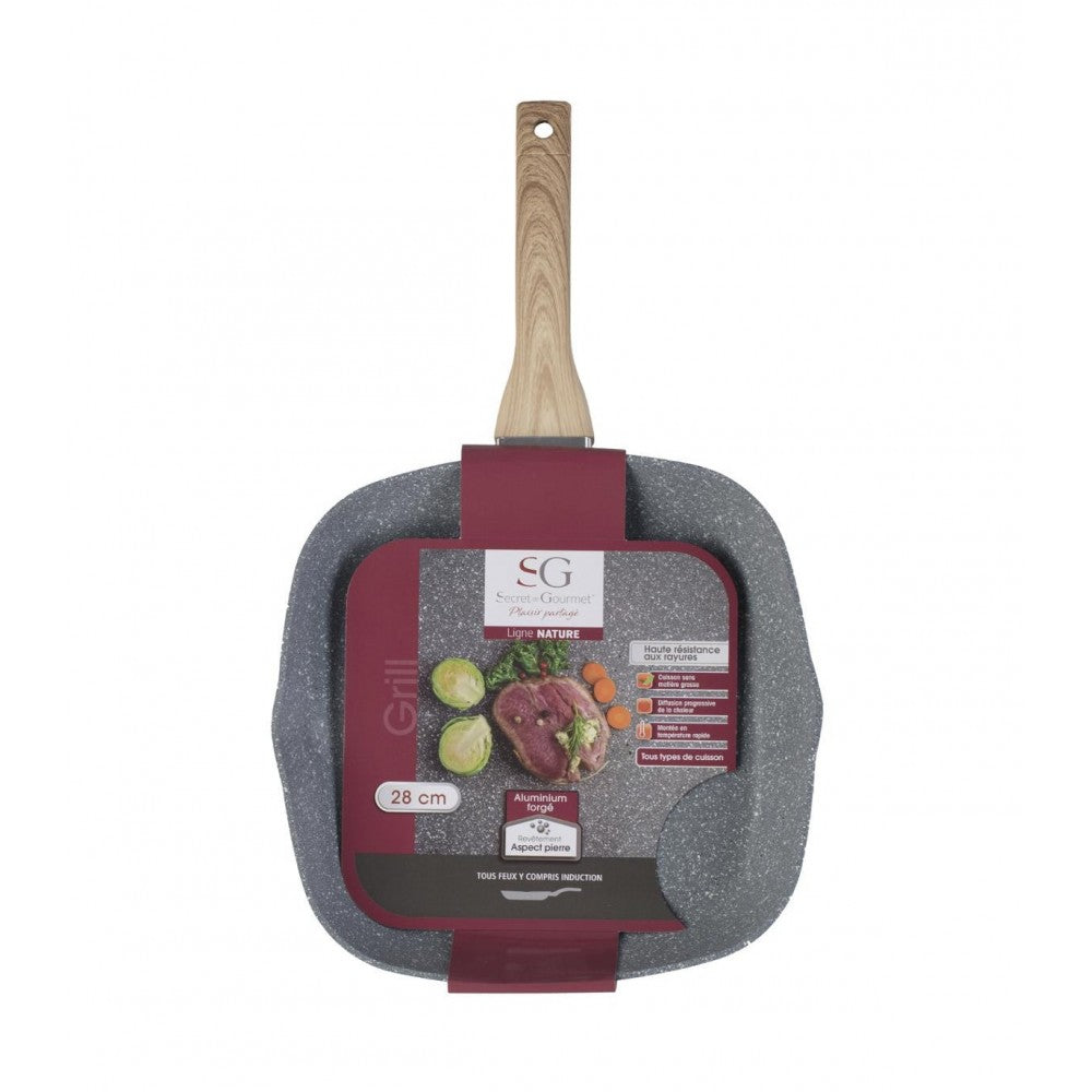 Tigaie grill SG Forge, granit, aluminiu forjat, 28 x 28 cm, cu inductie