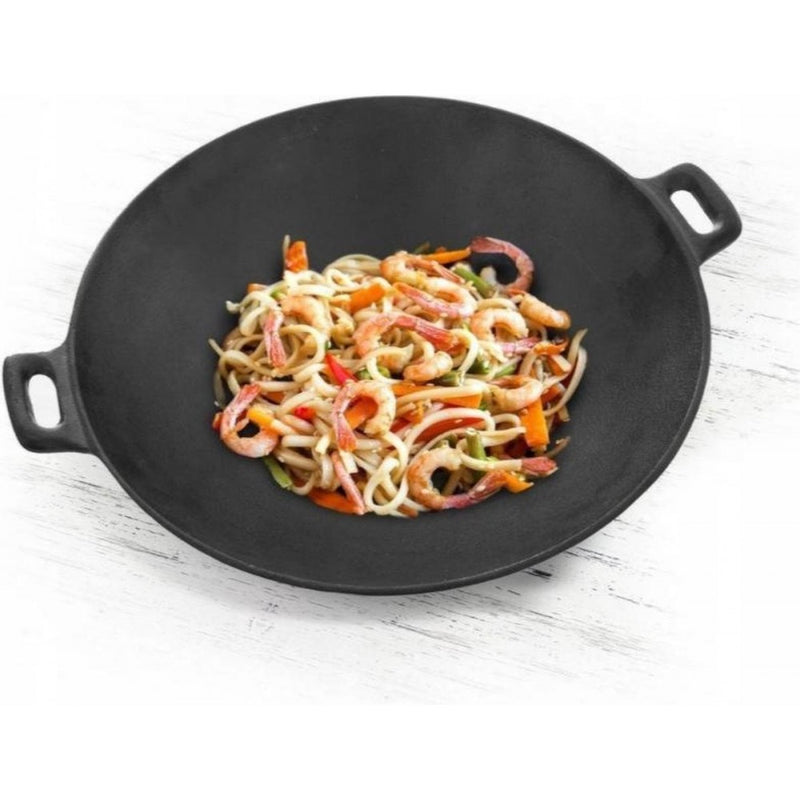 Tigaie wok Vietnam, fonta pura, 30 cm