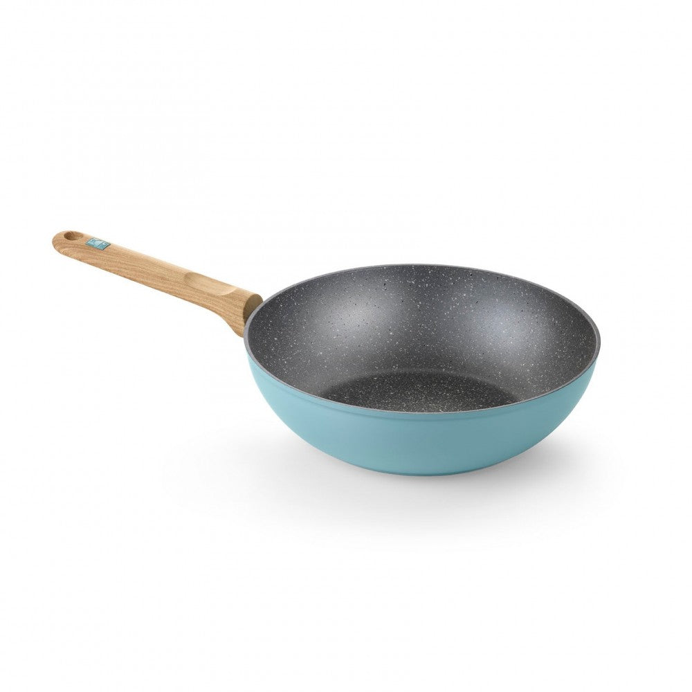 Tigaie wok Nordik, aluminiu, baza full inductie, 3 straturi antiaderente Quantanium, 4 mm grosime, 28 x 10 cm
