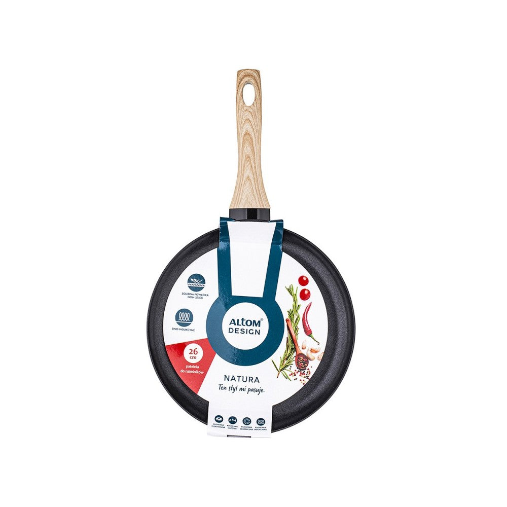 Tigaie Clatite Natura Light, aluminiu, negru, antiaderenta, 26 cm