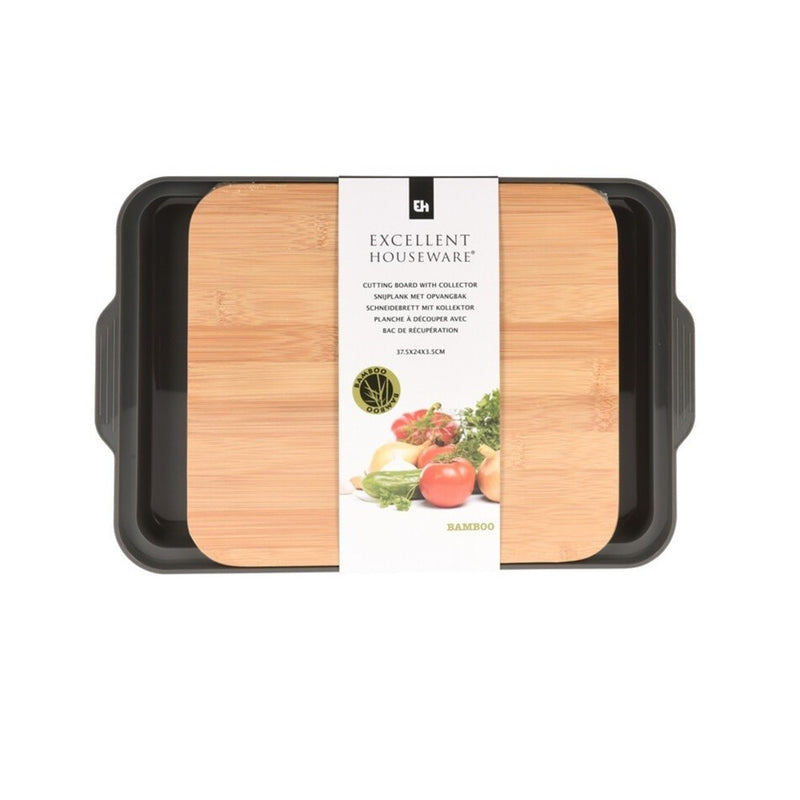 Tocator cu tava Bruges, bambus, 37 x 24 x 3.5 cm