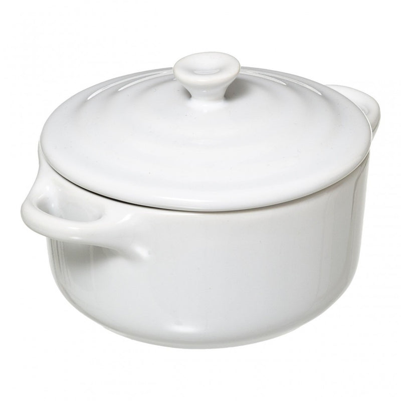 Vas din ceramica Neje cu capac si suport din bambus, 10.5 x 9 x 13 cm