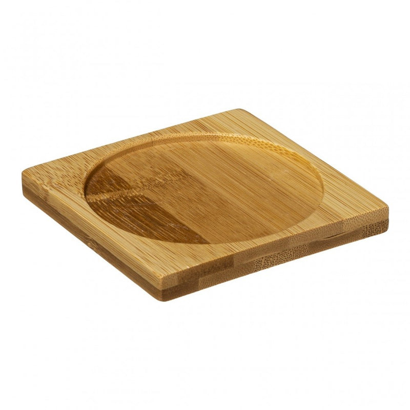 Vas din ceramica Neje cu capac si suport din bambus, 10.5 x 9 x 13 cm