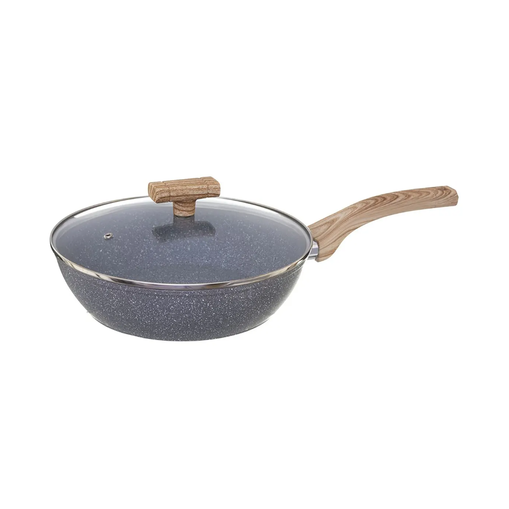 Tigaie Wok Forge, granit, 24 x 11.5 cm, cu inductie, cu capac