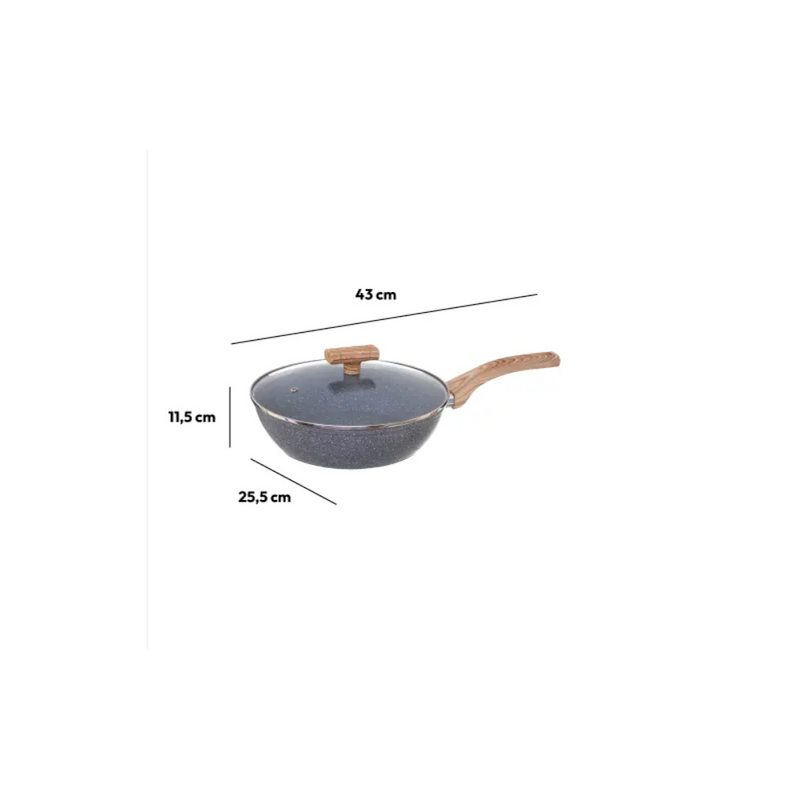 Tigaie Wok Forge, granit, 28 x 11.5 cm, cu inductie, cu capac