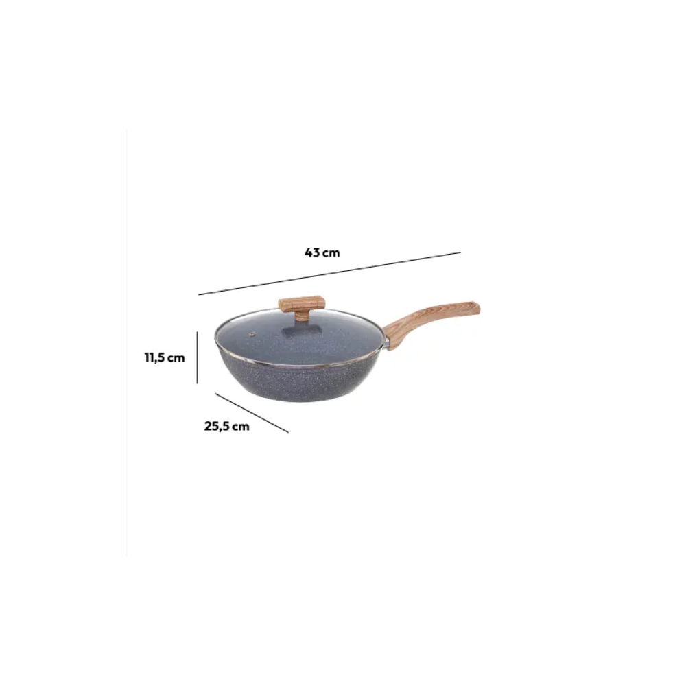 Tigaie Wok Forge, granit, 24 x 11.5 cm, cu inductie, cu capac