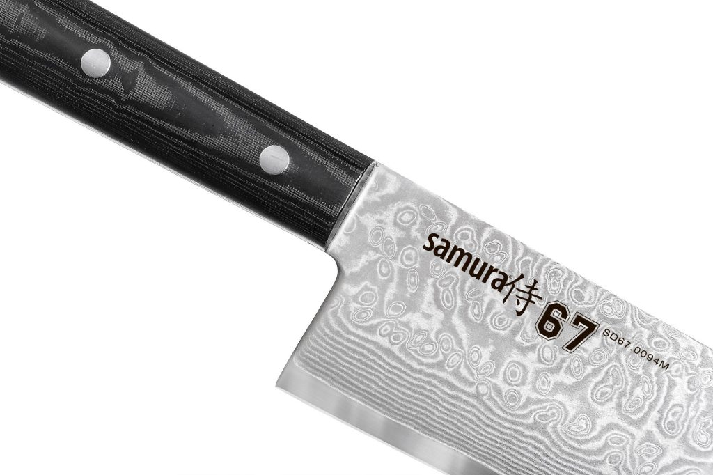 Cutit Santoku, Samura Damascus 67, Otel carbon, 17.5 cm