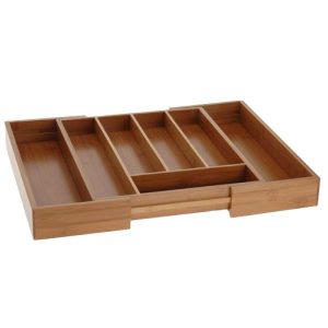 Organizator de tacamuri extensibil din bambus, 28,5-45x34x5 cm