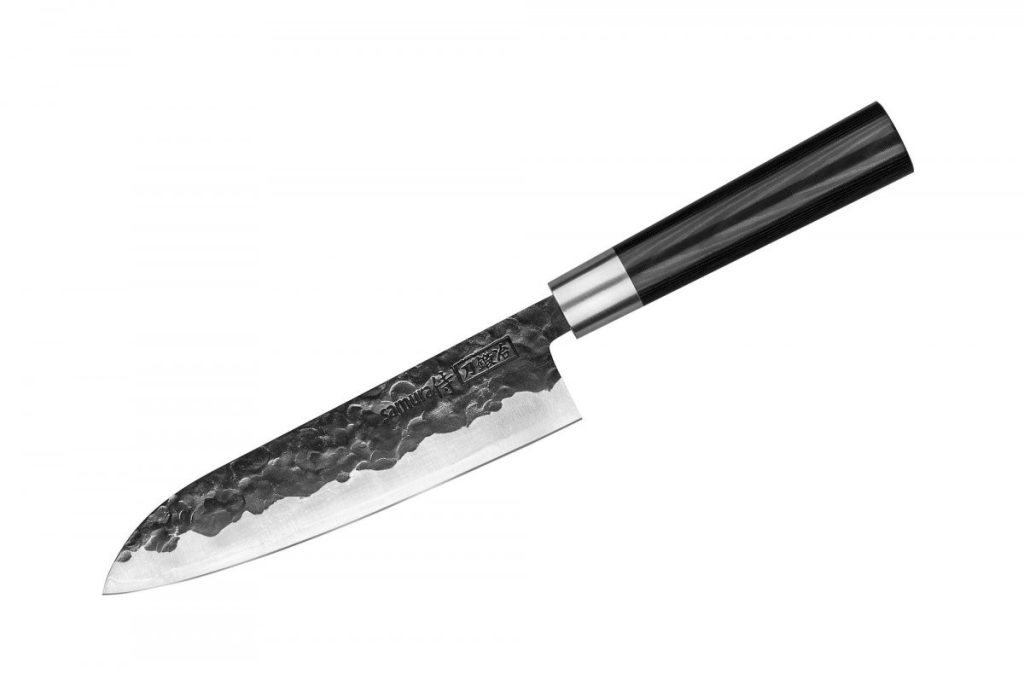 Cutit santoku Samura Black Smith, otel carbon, HRC 58, lama 18 cm