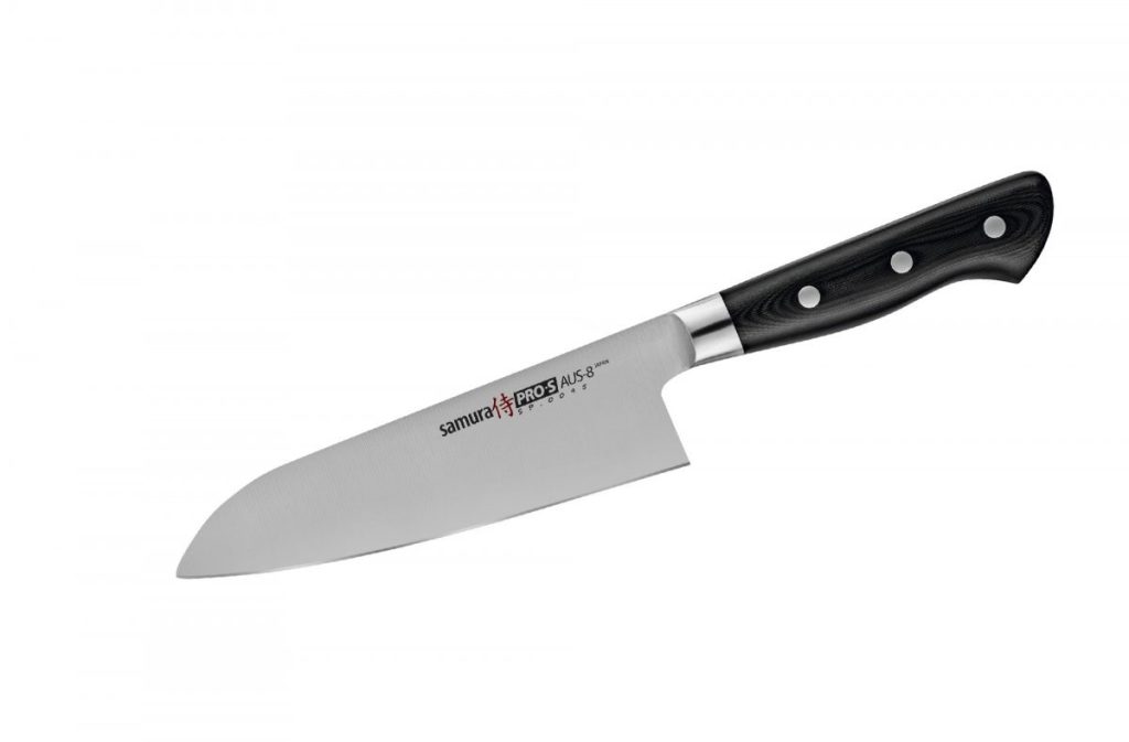 Cutit Santoku Samura PRO-S, otel japonez AUS 8, HRC 58, lama 18 cm