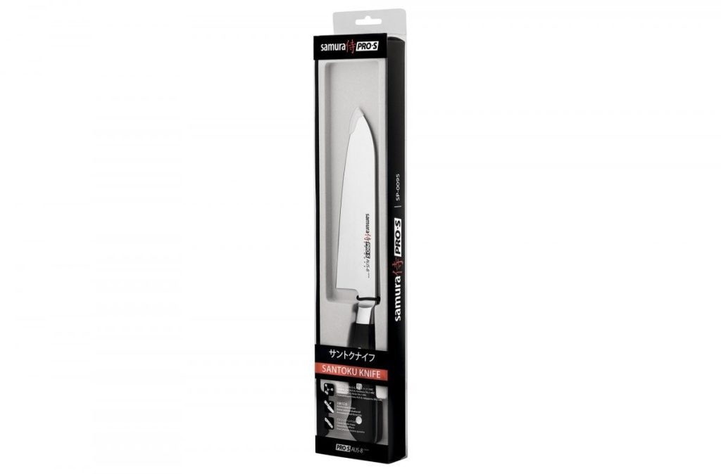 Cutit Santoku Samura PRO-S, otel japonez AUS 8, HRC 58, lama 18 cm