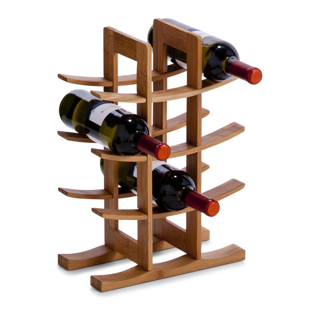 Suport sticle vin Zeller, bambus, 29x16x42 cm