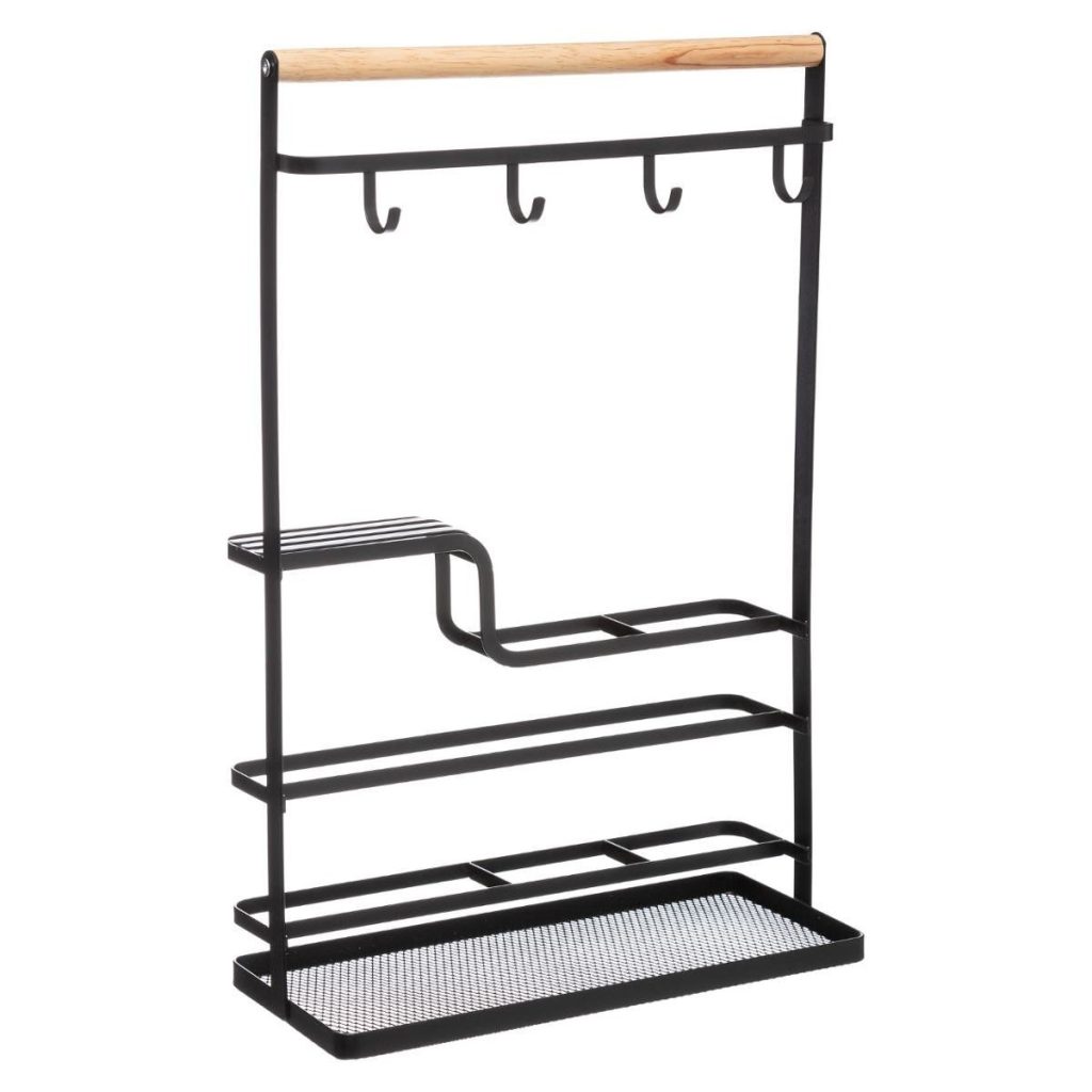 Organizator bucatarie Blackwood, metal, lemn, 28x12x43.5 cm