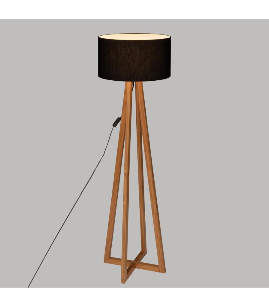 Lampadar Molu Black, lemn si bumbac, 39.5x141 cm, cablu 185 cm