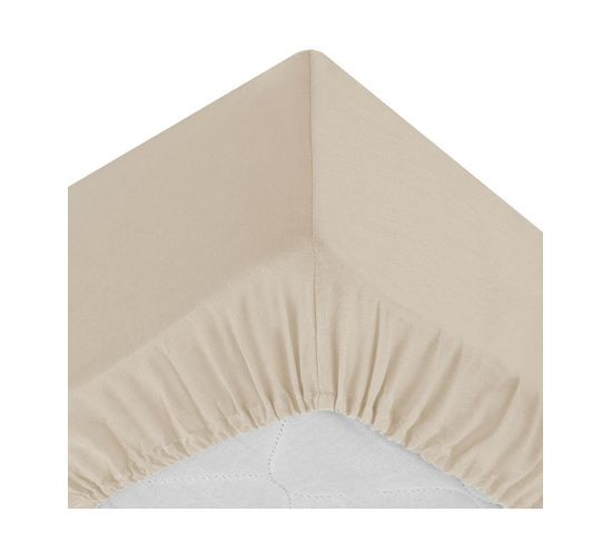 Cearsaf elastic Ivory crem, bumbac, 140x190 cm