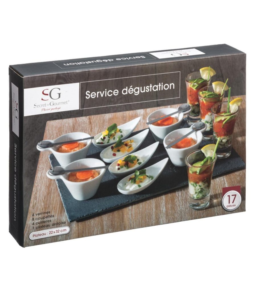 Set servire aperitiv Ardoise, portelan, piatra, 32x22x9,8 cm