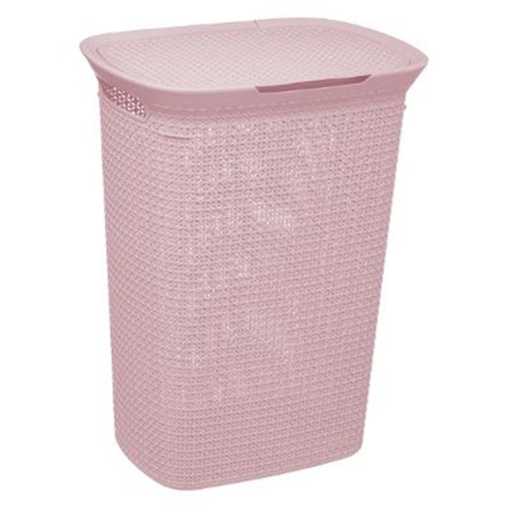 Cos rufe Scandi, plastic, roz, 57 litri, 46x35x61.5 cm