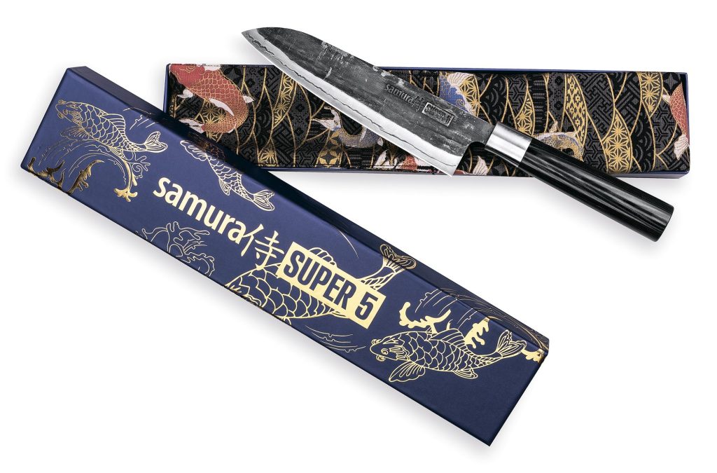 Cutit santoku Samura Super 5, otel japonez AUS 10, HRC 60, 18 cm