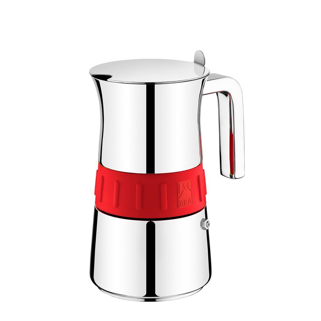 Espressor aragaz BRA Elegance Red, inox, 6 portii