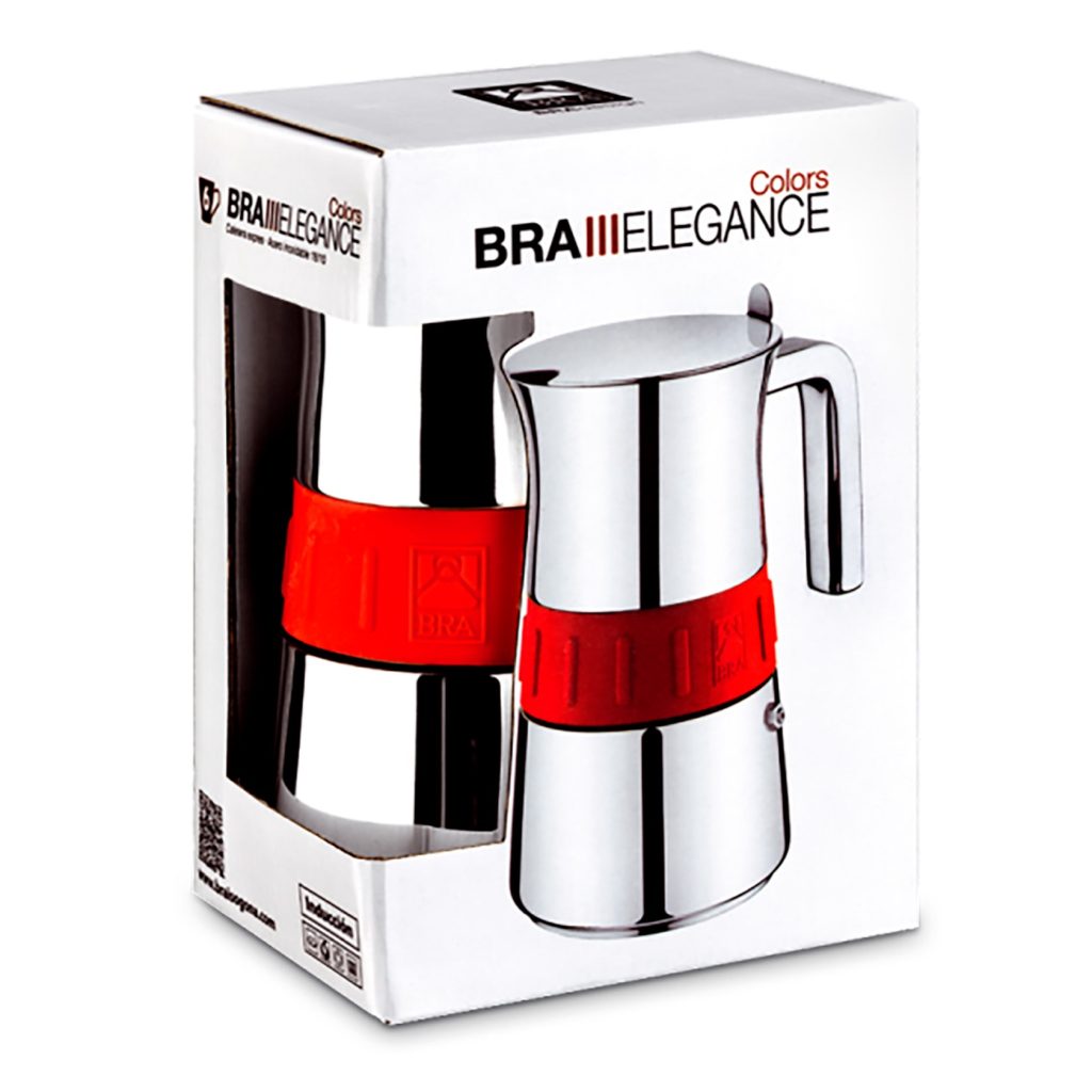 Espressor aragaz BRA Elegance Red, inox, 6 portii