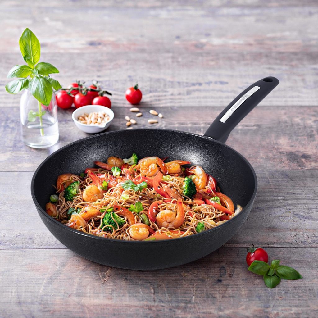 Tigaie Wok CS Munster, negru, cu inductie, 28x7.5 cm