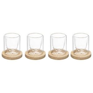 Set 4 pahare espresso Cleo, pereti dubli sticla, 80 ml