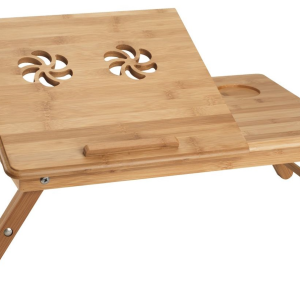 Masa laptop Haky, bambus, cooler inclus, 50x30x26 cm