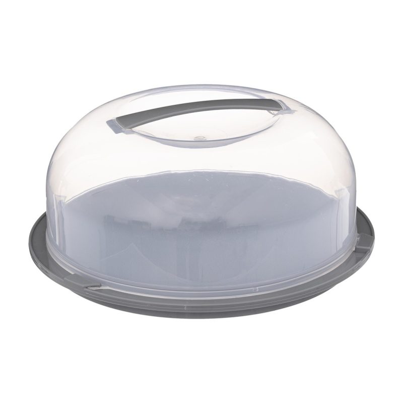 Platou cu capac 5FIVE, rotund, gri, plastic, 28x11 cm