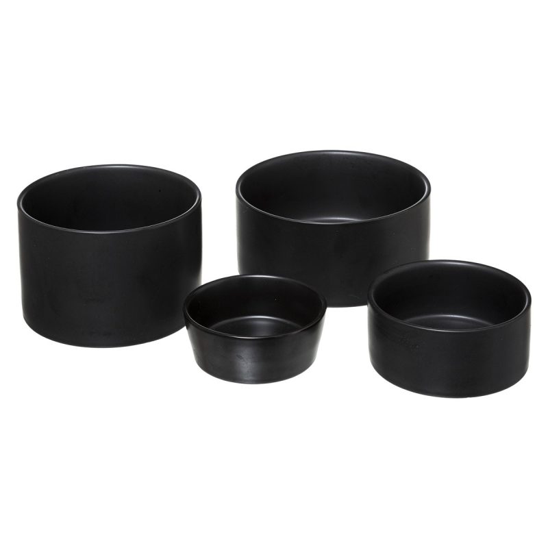 Set servire aperitv Black Dom, ceramica, bambus, 5 piese, 33x10 cm