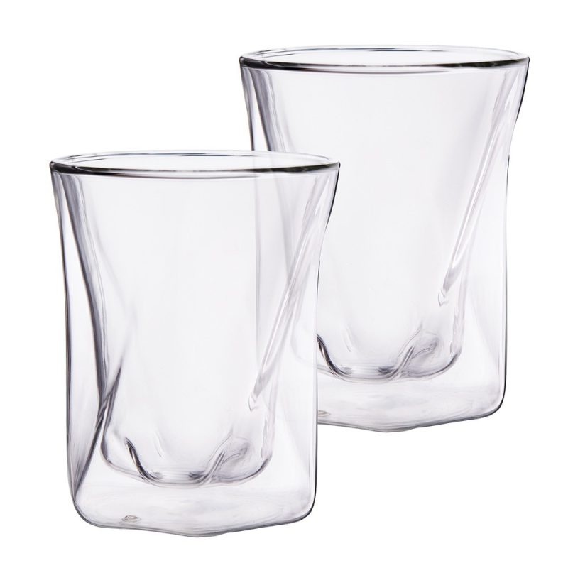 Set 2 pahare Antony, pentru whisky, pereti dubli, sticla borosilicata, 300 ml, 9.5x11 cm