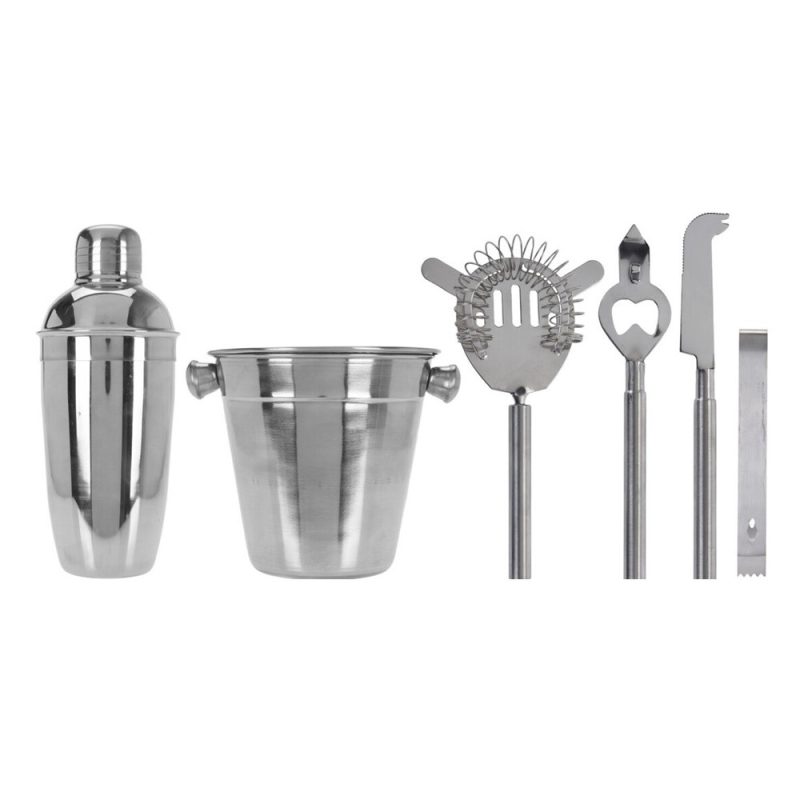 Set shaker accesorii bar Barbados, inox, 6 piese