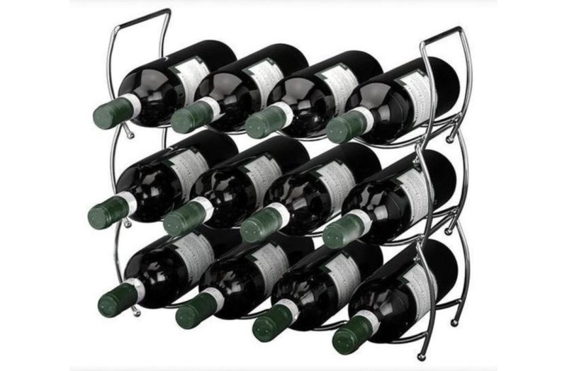 Suport pentru 12 sticle de vin Jarow, otel cromat, 42x14x42 cm